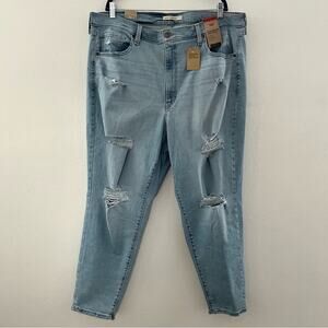 Levi's High Waisted Mom Jeans Women's 20W Distressed Blue Denim Plus Size NEW